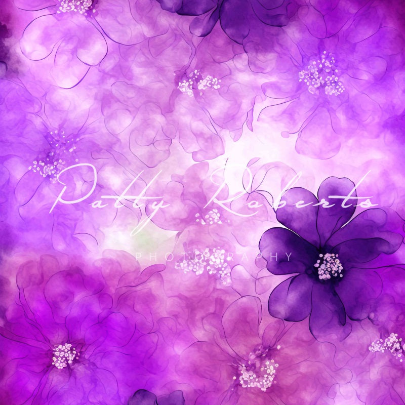 Kate Watercolor Wonders Backdrop Purple Flowers Texture Designed by Patty Robertss - Kate Backdrop AU