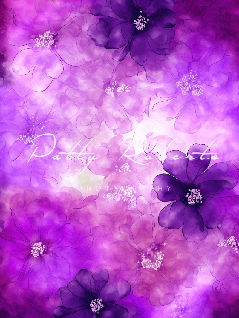 Kate Watercolor Wonders Backdrop Purple Flowers Texture Designed by Patty Robertss - Kate Backdrop AU