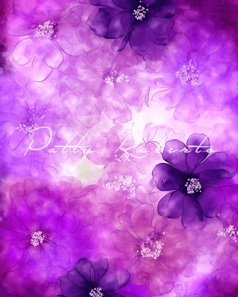 Kate Watercolor Wonders Backdrop Purple Flowers Texture Designed by Patty Robertss - Kate Backdrop AU