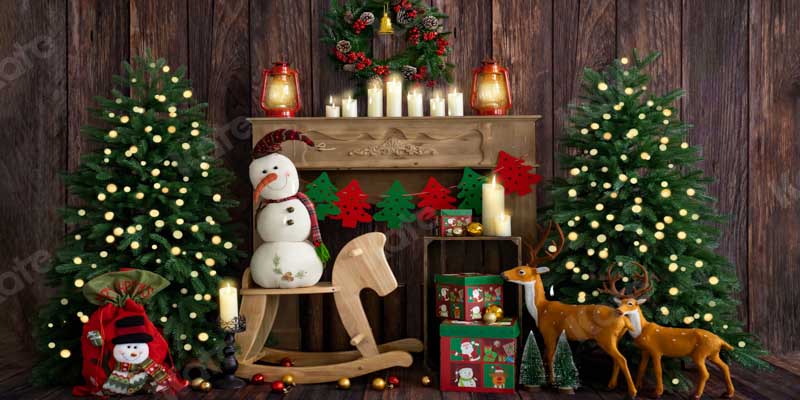 Kate Christmas Room with Elk Snowman Decorations Backdrop Designed by Emetselch - Kate Backdrop AU