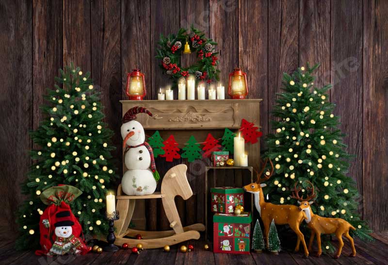 Kate Christmas Room with Elk Snowman Decorations Backdrop Designed by Emetselch - Kate Backdrop AU