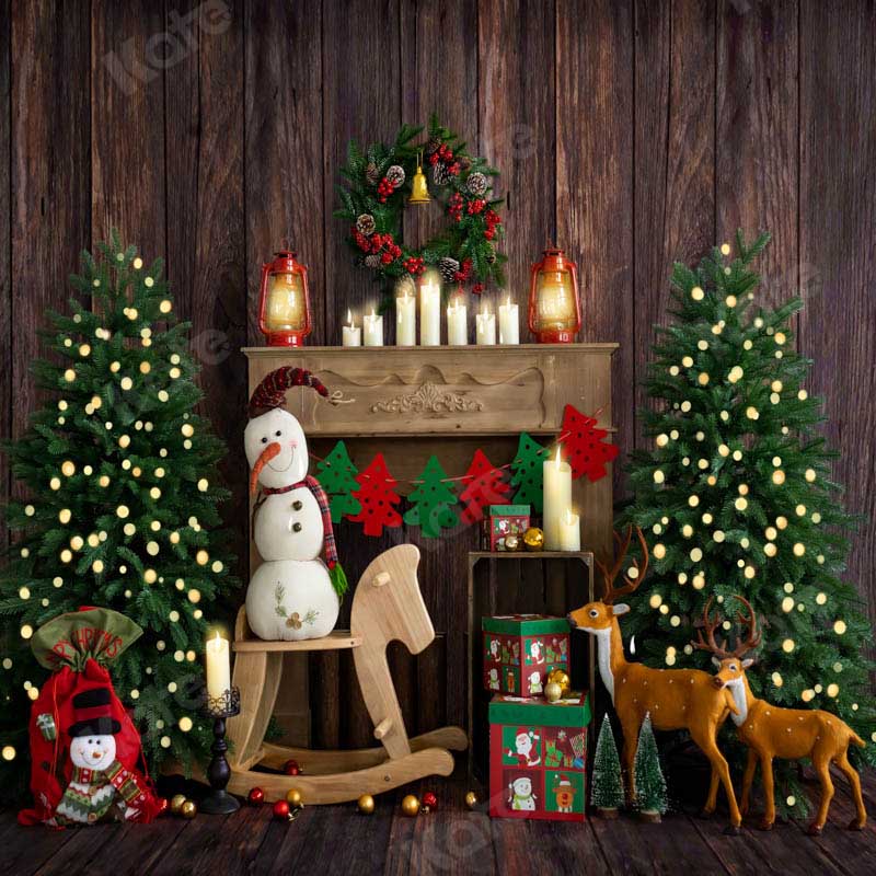 Kate Christmas Room with Elk Snowman Decorations Backdrop Designed by Emetselch - Kate Backdrop AU