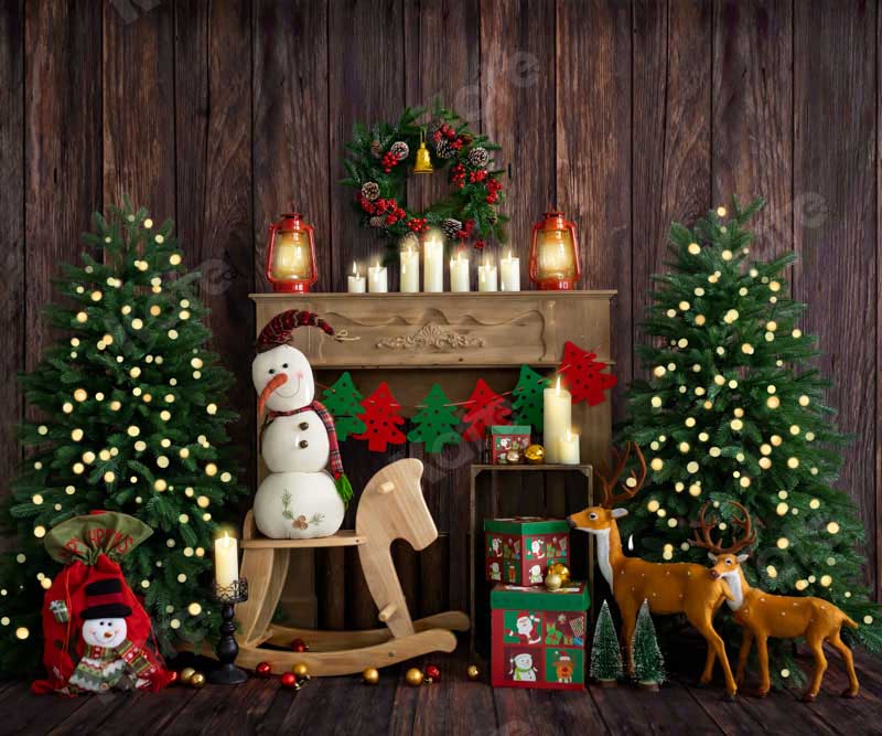 Kate Christmas Room with Elk Snowman Decorations Backdrop Designed by Emetselch - Kate Backdrop AU