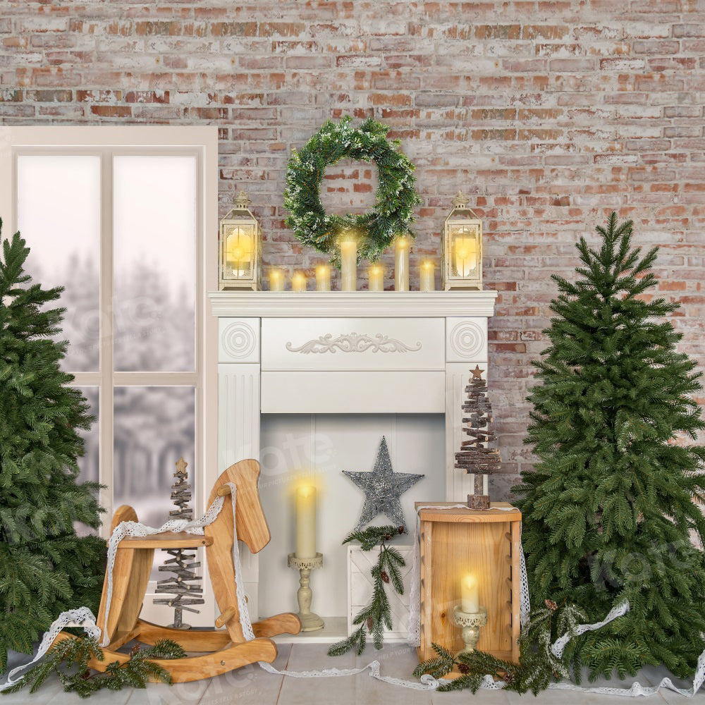 Kate Christmas Brick Candle Winter Backdrop Designed by Emetselch - Kate Backdrop AU