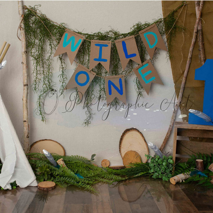 Kate Wild One Camping Cake Smash Backdrop for Photography Designed by Jenna Onyia - Kate Backdrop AU
