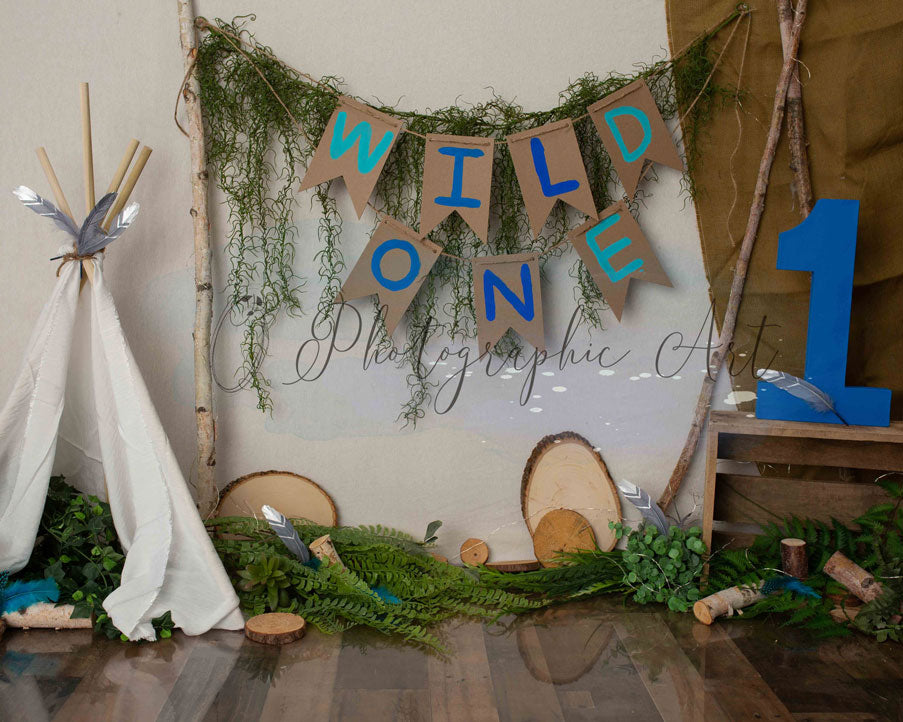 Kate Wild One Camping Cake Smash Backdrop for Photography Designed by Jenna Onyia - Kate Backdrop AU