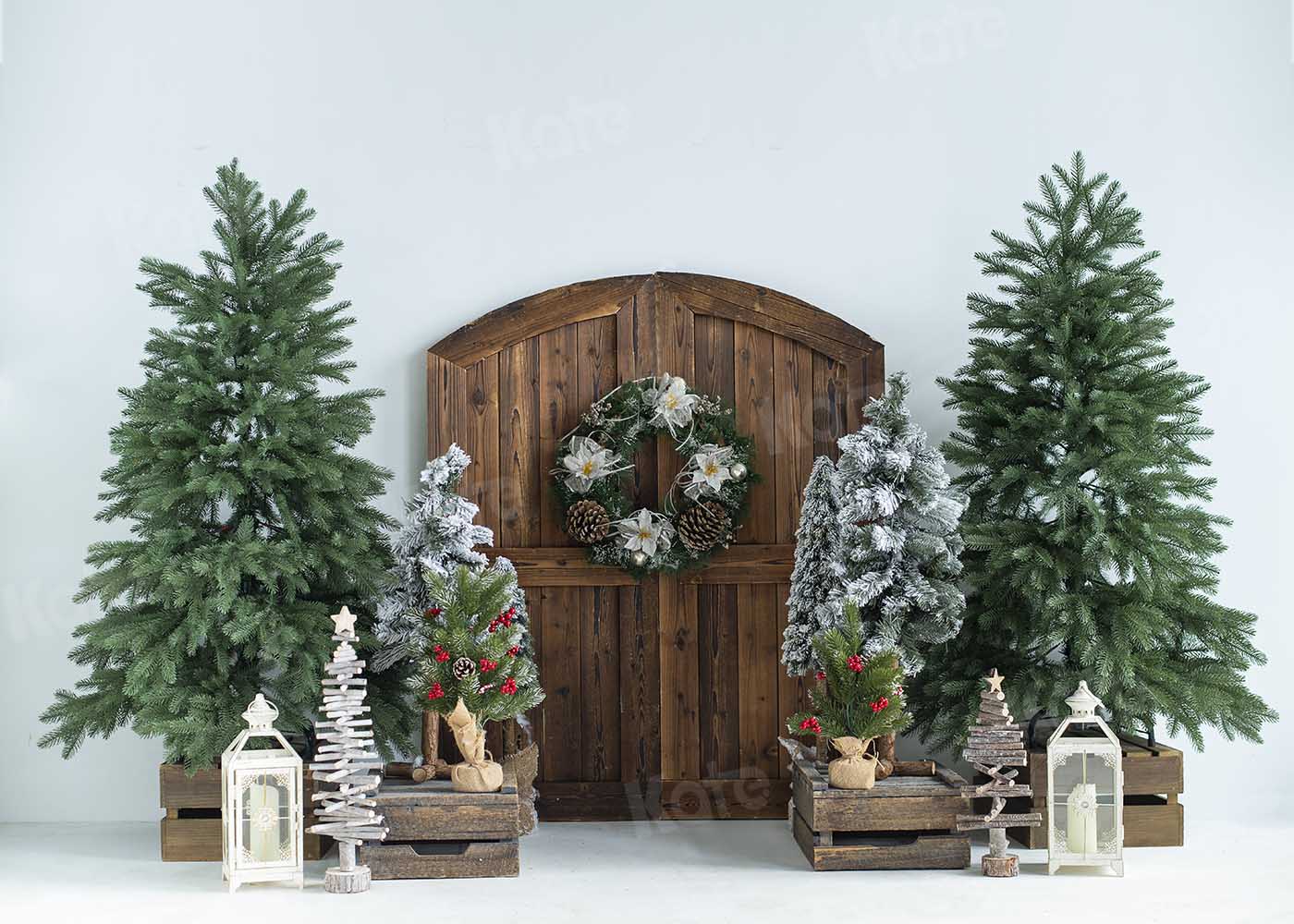 Kate Christmas Trees Barn Door Backdrop Designed by Emetselch - Kate Backdrop AU