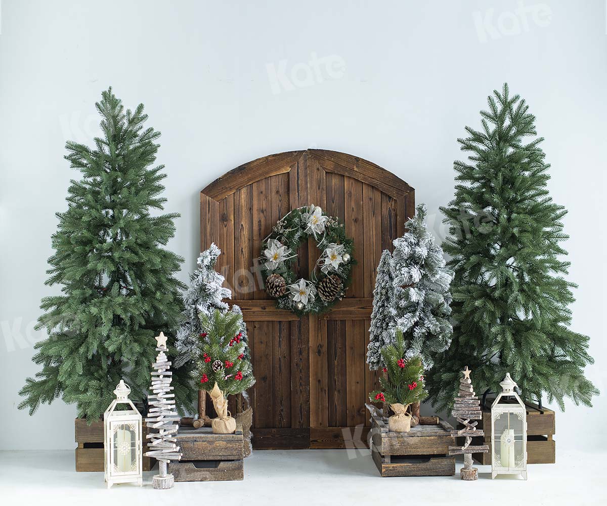 Kate Christmas Trees Barn Door Backdrop Designed by Emetselch - Kate Backdrop AU