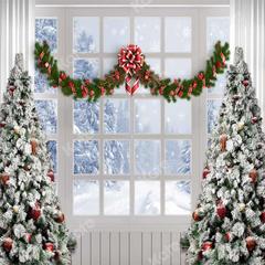 Kate Christmas Tree Winter White Window Backdrop Designed by Chain Photography - Kate Backdrop AU