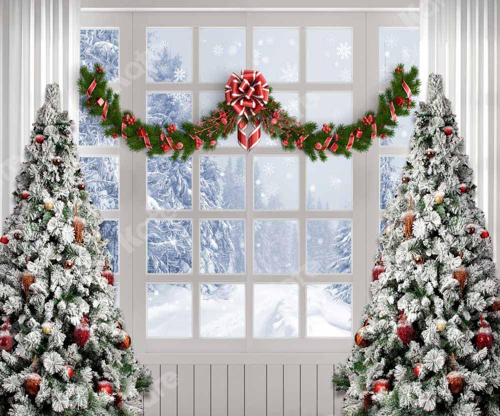 Kate Christmas Tree Winter White Window Backdrop Designed by Chain Photography - Kate Backdrop AU