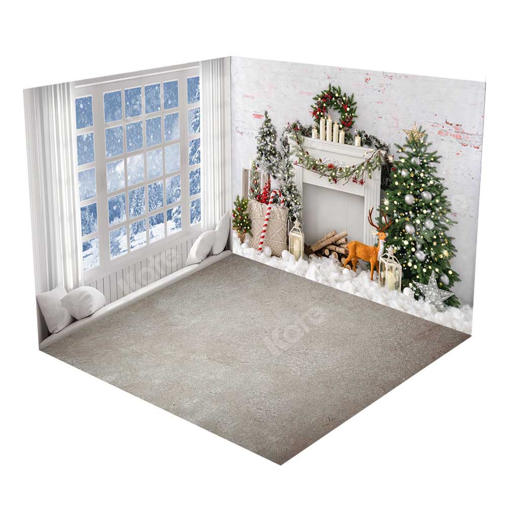 Kate Christmas Snow Backdrop Room Set