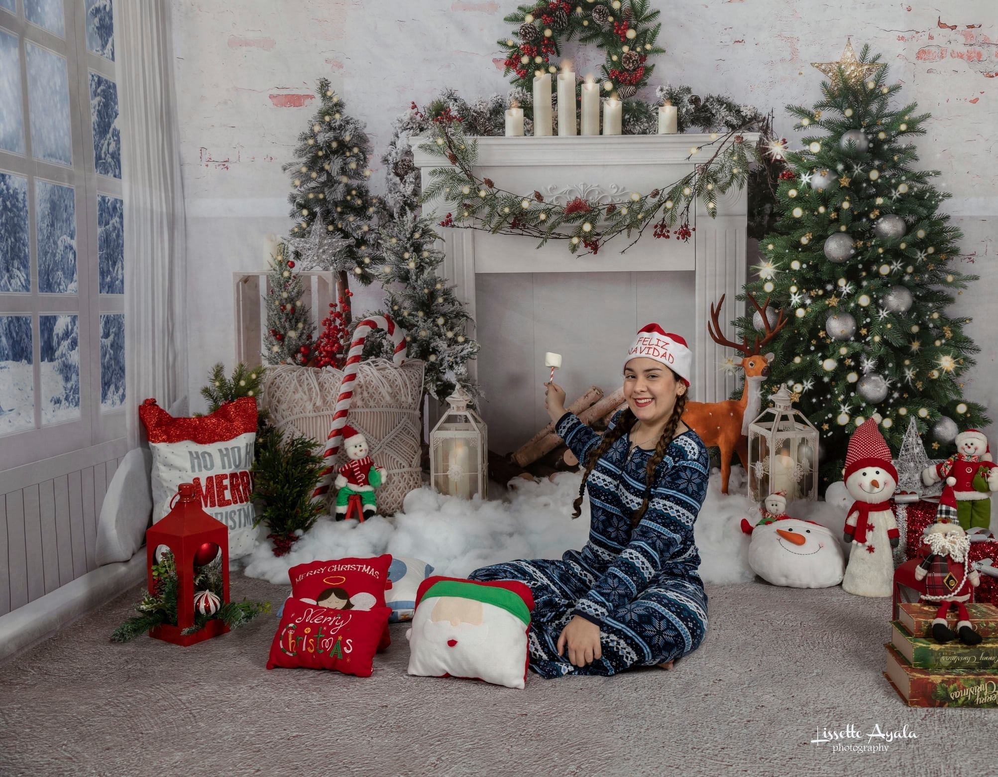 Kate Christmas Snow Backdrop Room Set