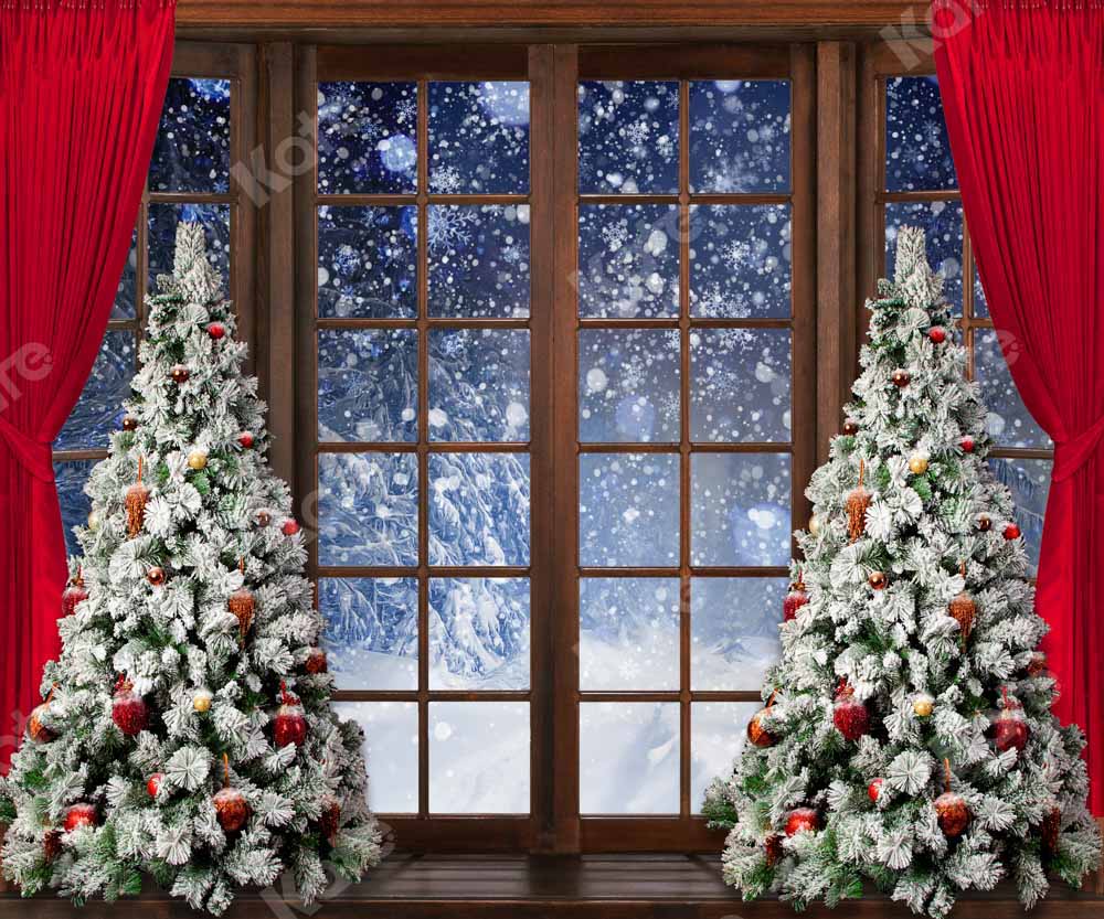 Kate Winter Snow Christmas Window Backdrop Designed by Chain Photography - Kate Backdrop AU