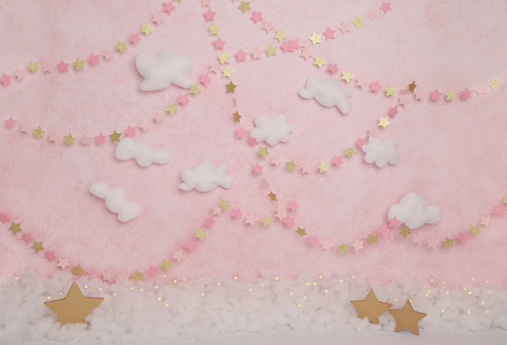 Kate Cake Smash Backdrop Pink & Gold Stars Designed by Melissa King - Kate Backdrop AU