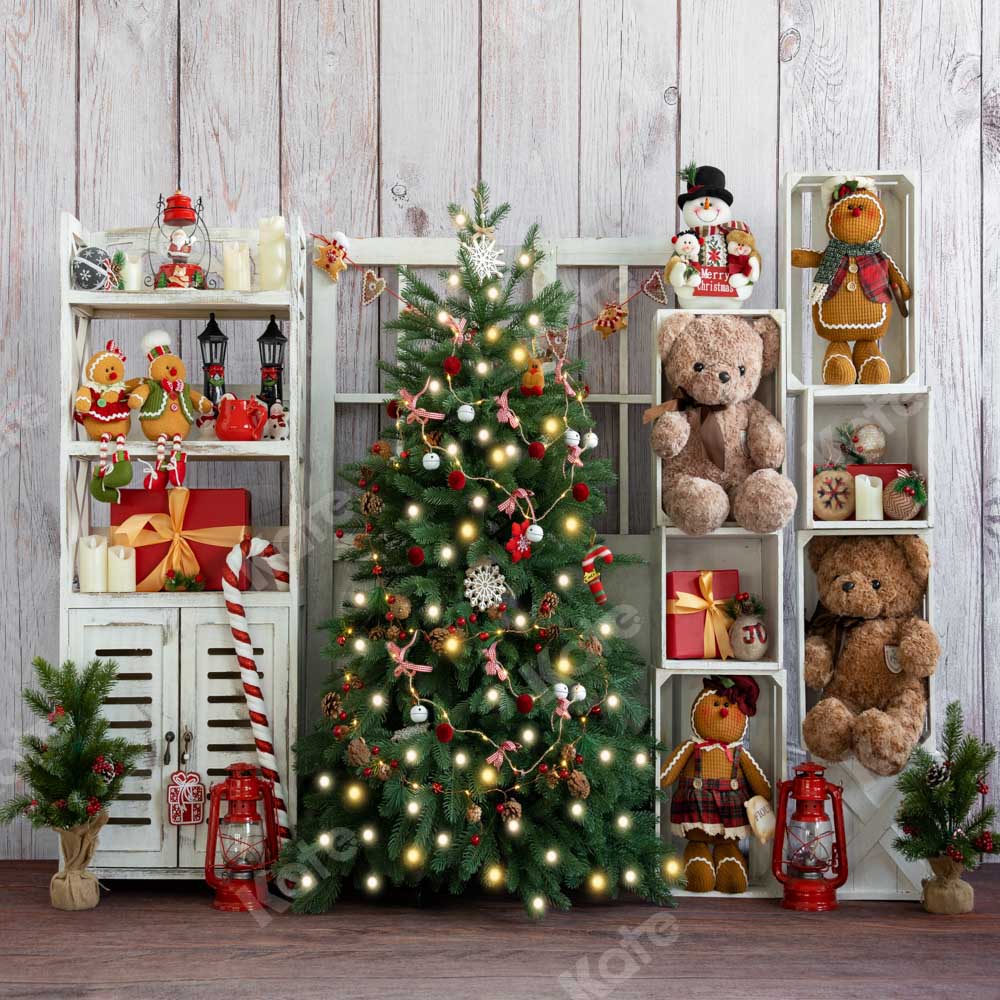 Kate Christmas Shelf Tree with Bear Gifts Backdrop Designed by Emetselch - Kate Backdrop AU