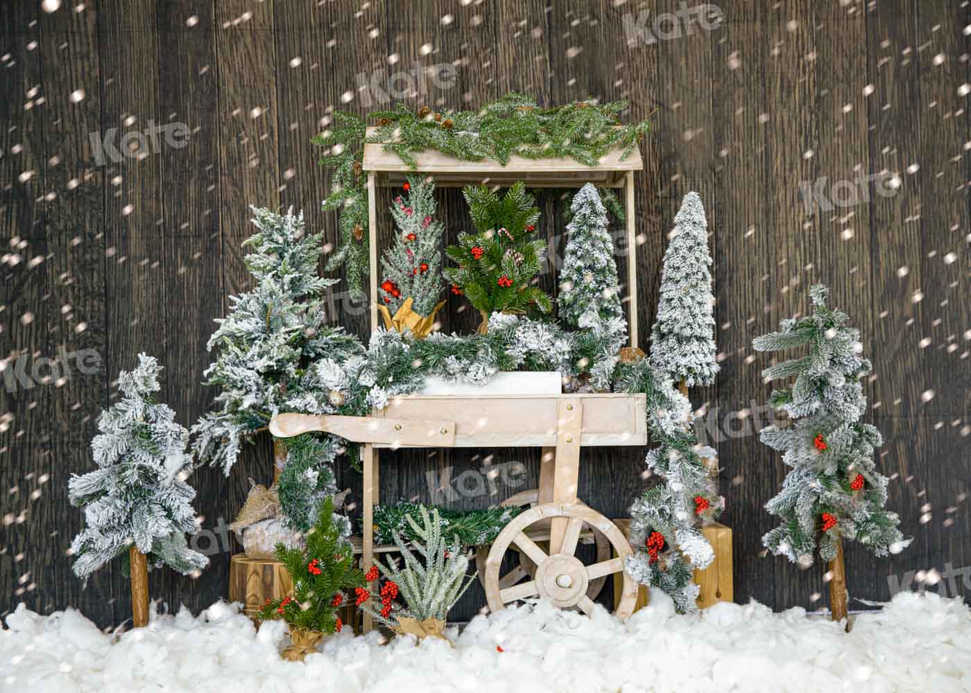 Kate Christmas Tree Backdrop Winter Snow Designed by Emetselch - Kate Backdrop AU