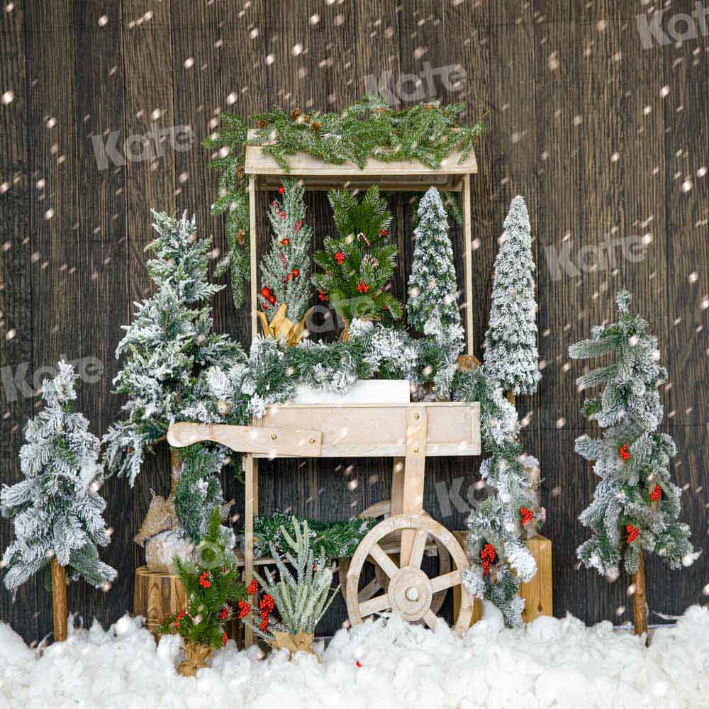 Kate Christmas Tree Backdrop Winter Snow Designed by Emetselch - Kate Backdrop AU