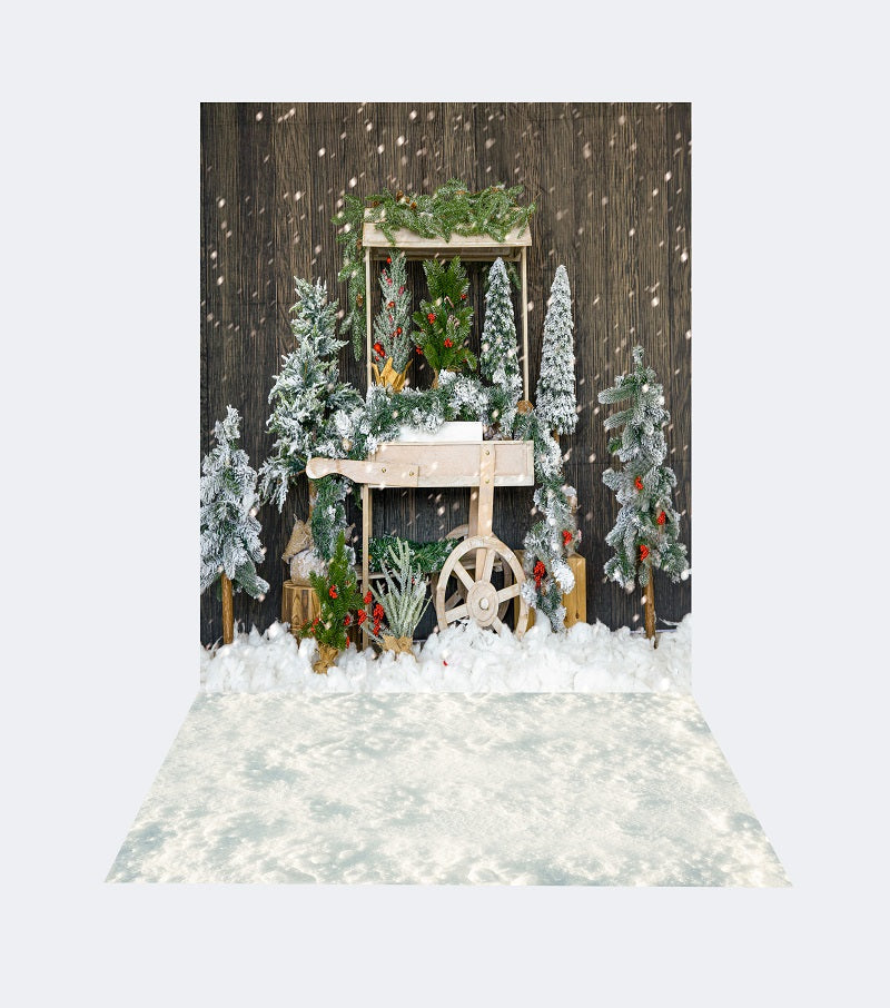 Kate 8x8ft Xmas Trees Backdrop + 5x8ft Snow Rubber Floor Mat for Photography - Kate Backdrop AU