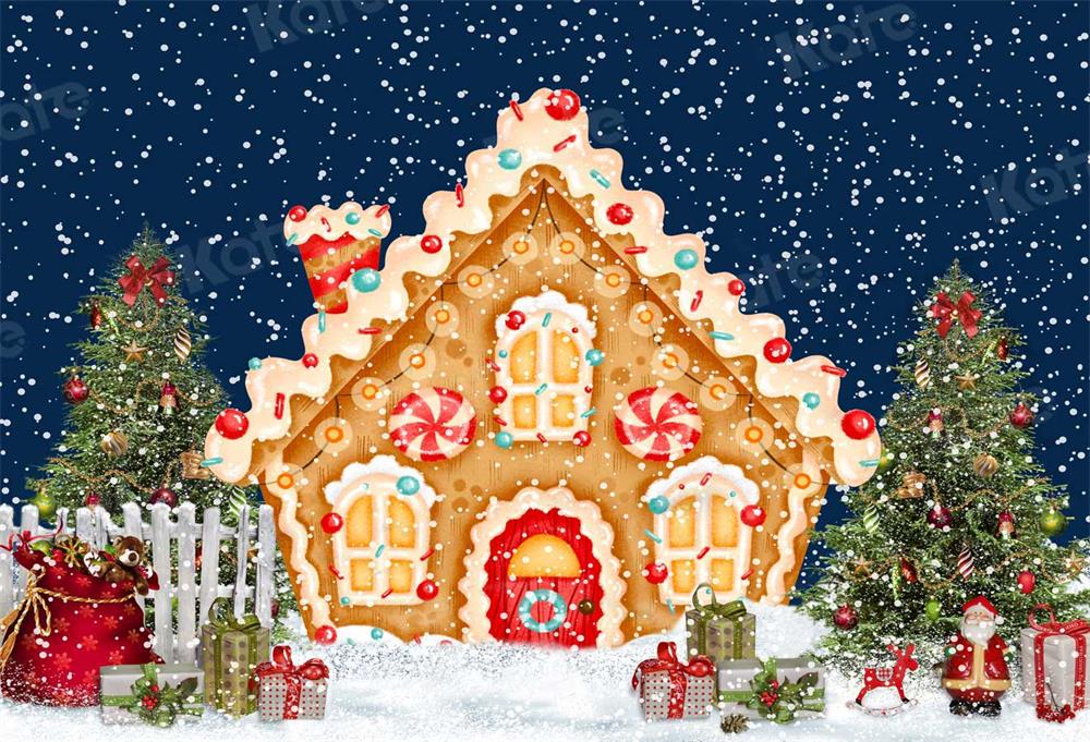 Kate Christmas Candy House Snow Backdrop for Photography - Kate Backdrop AU