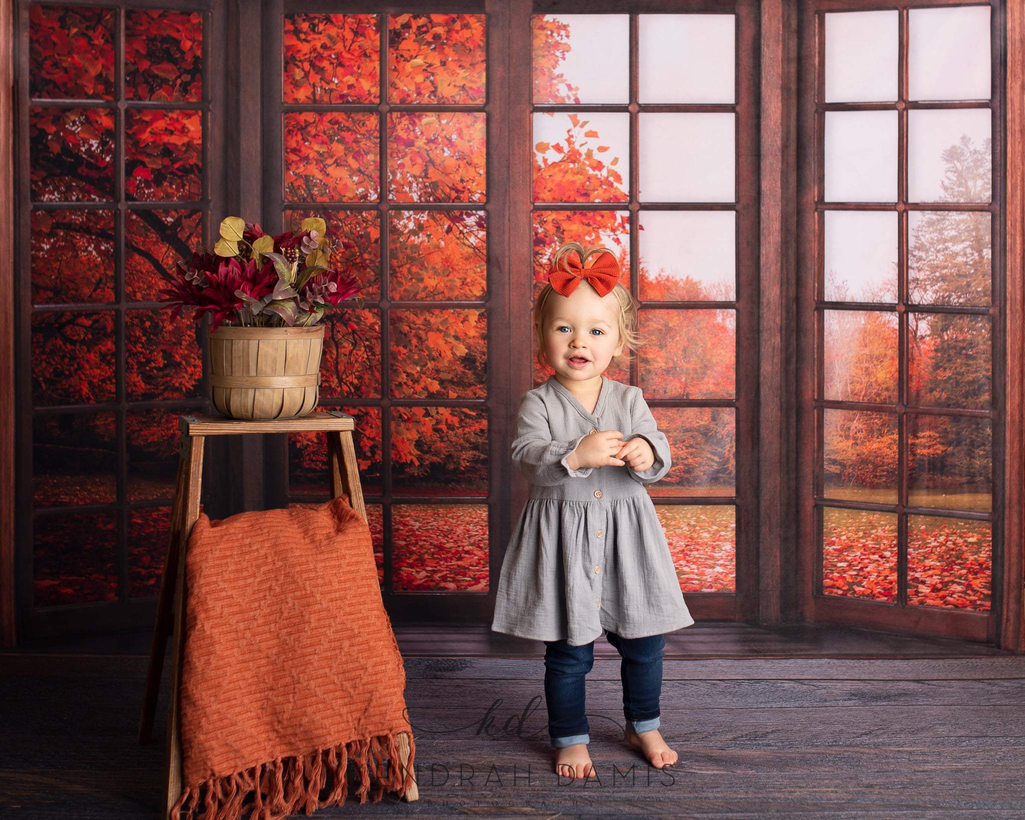 Kate Autumn Fallen Leaves Backdrop Window for Photography - Kate Backdrop AU