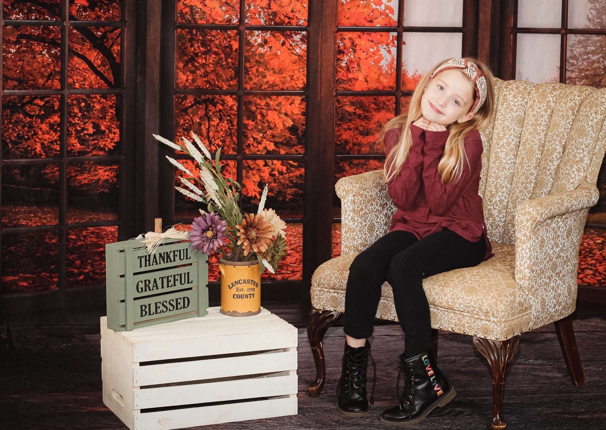 Kate Autumn Fallen Leaves Backdrop Window for Photography - Kate Backdrop AU