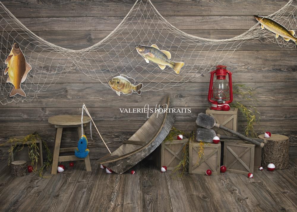 Kate Go Fishing Summer Backdrop Children Designed by Valerie Miranda - Kate Backdrop AU