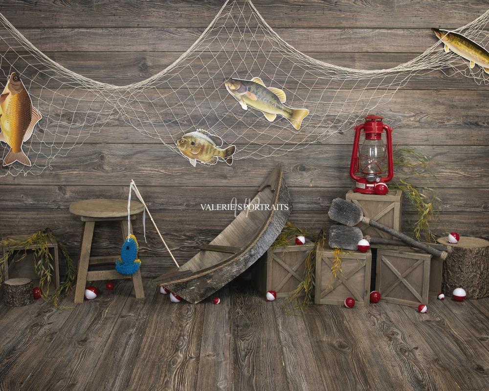 Kate Go Fishing Summer Backdrop Children Designed by Valerie Miranda - Kate Backdrop AU