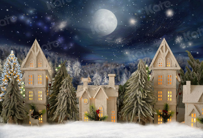 Kate Winter Night Christmas House Backdrop for Photography - Kate Backdrop AU