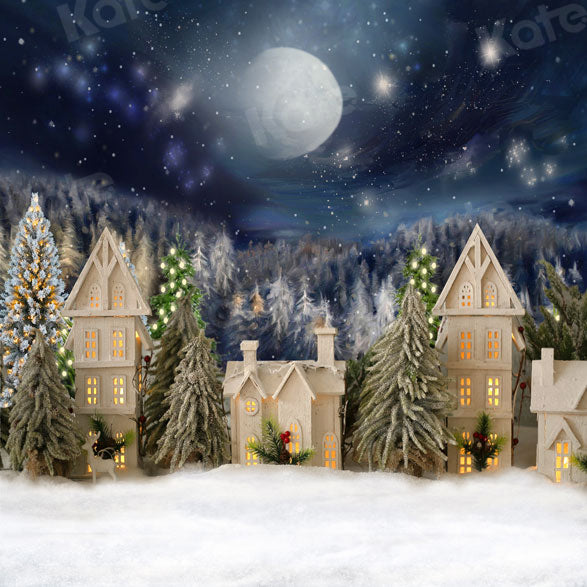 Kate Winter Night Christmas House Backdrop for Photography - Kate Backdrop AU