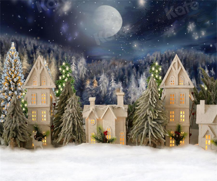 Kate Winter Night Christmas House Backdrop for Photography - Kate Backdrop AU