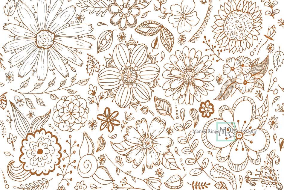 Kate Doodles Retro Flower Backdrop Designed by Mandy Ringe Photography - Kate Backdrop AU