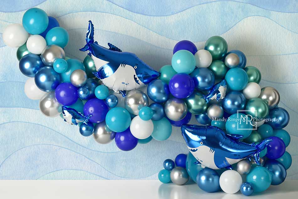 Kate Blue Balloon Shark Backdrop Designed by Mandy Ringe Photography - Kate Backdrop AU