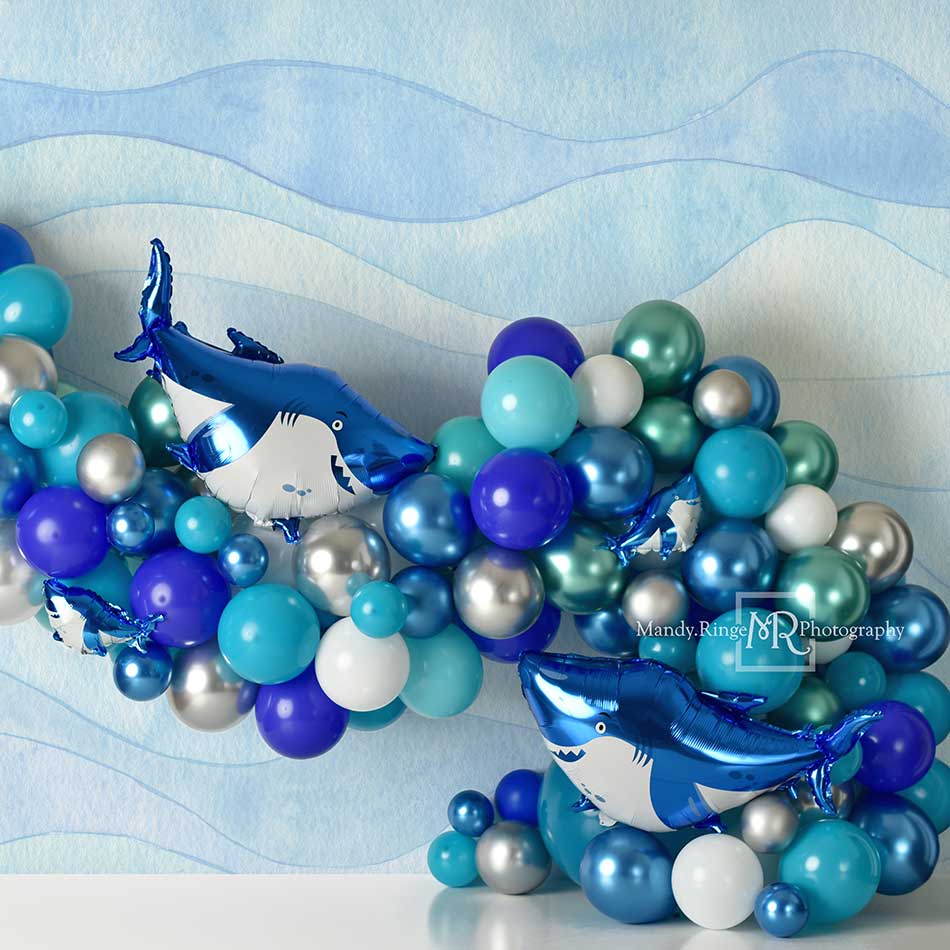 Kate Blue Balloon Shark Backdrop Designed by Mandy Ringe Photography - Kate Backdrop AU