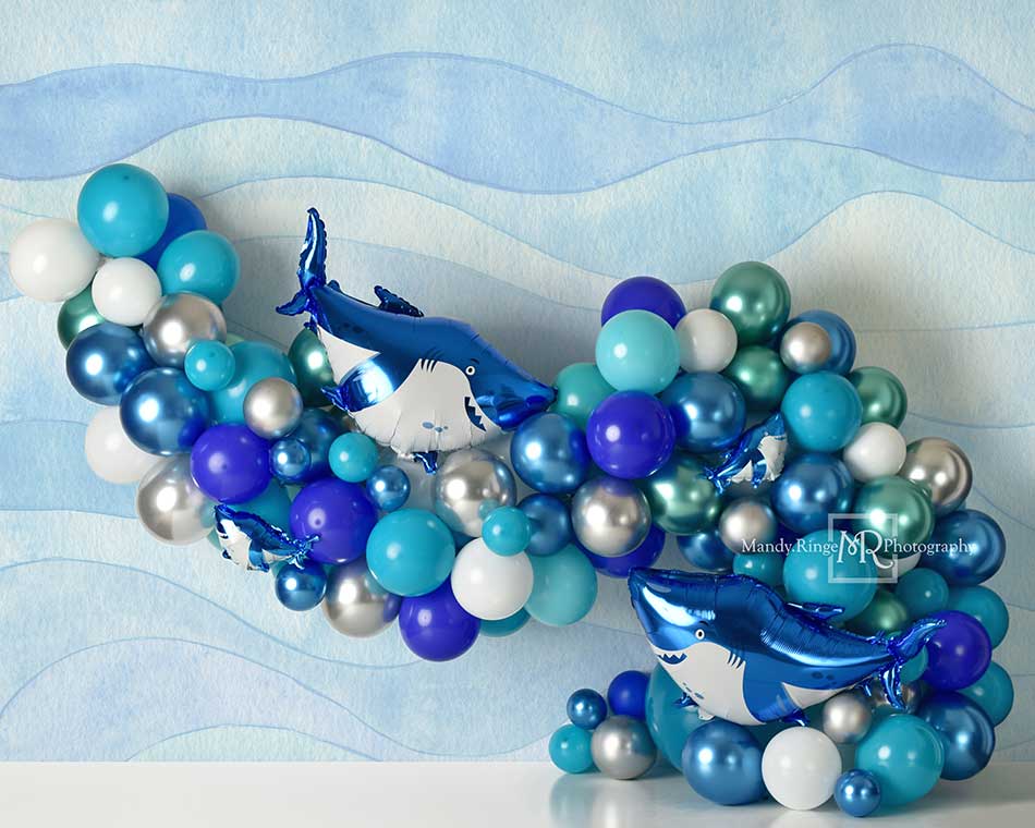 Kate Blue Balloon Shark Backdrop Designed by Mandy Ringe Photography - Kate Backdrop AU