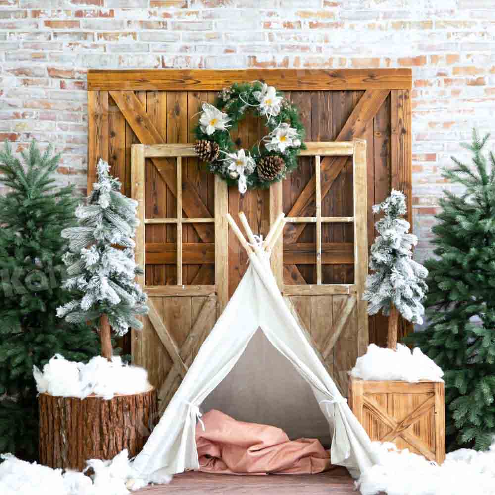 Kate Christmas Snow Tent Backdrop Designed by Emetselch - Kate Backdrop AU