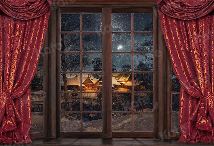 Kate Christmas Retro Window Winter Backdrop for Photography - Kate Backdrop AU