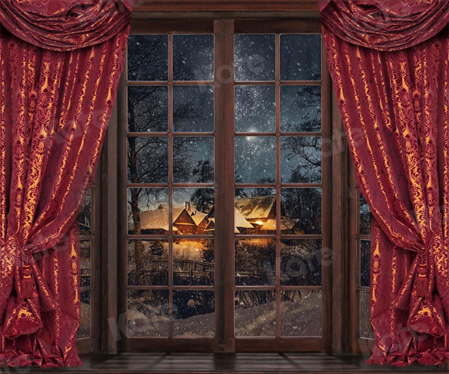 Kate Christmas Retro Window Winter Backdrop for Photography - Kate Backdrop AU