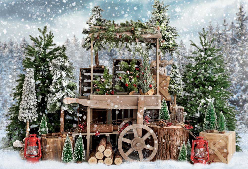 Kate Christmas Snowy Tree Vending Truck Winter Backdrop Designed by Emetselch - Kate Backdrop AU