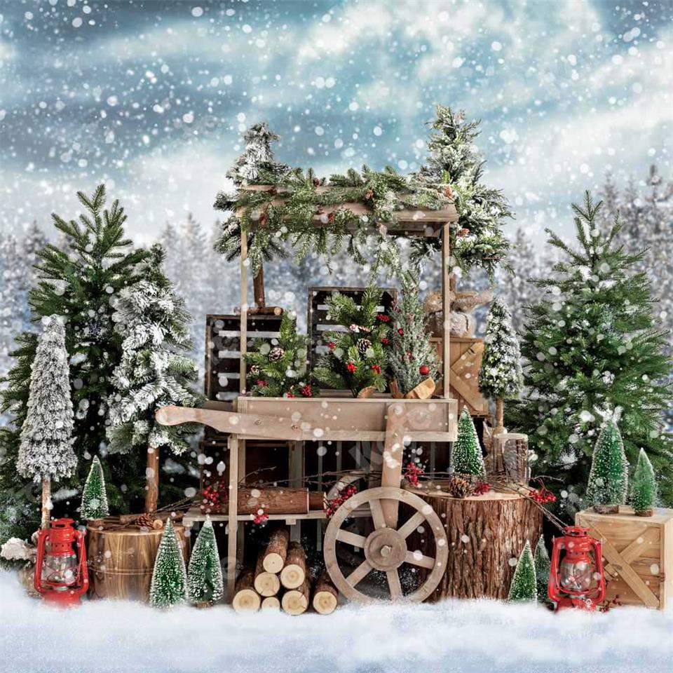 Kate Christmas Snowy Tree Vending Truck Winter Backdrop Designed by Emetselch - Kate Backdrop AU