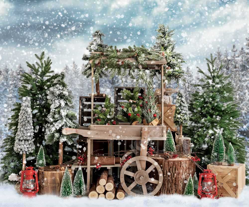 Kate Christmas Snowy Tree Vending Truck Winter Backdrop Designed by Emetselch - Kate Backdrop AU