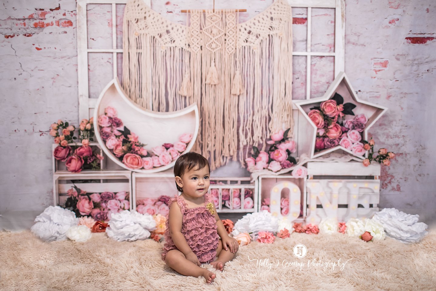 Kate Birthday Flower Boho Cake Smash Backdrop Designed by Emetselch - Kate Backdrop AU