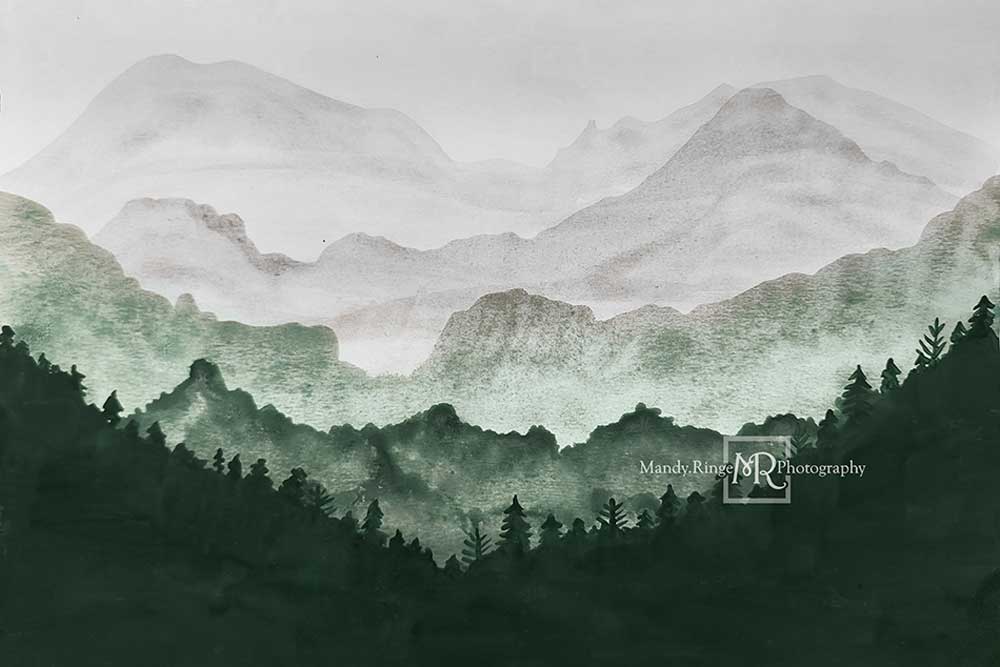 Kate Watercolor Scenery Backdrop Mountain View Designed by Mandy Ringe Photography - Kate Backdrop AU