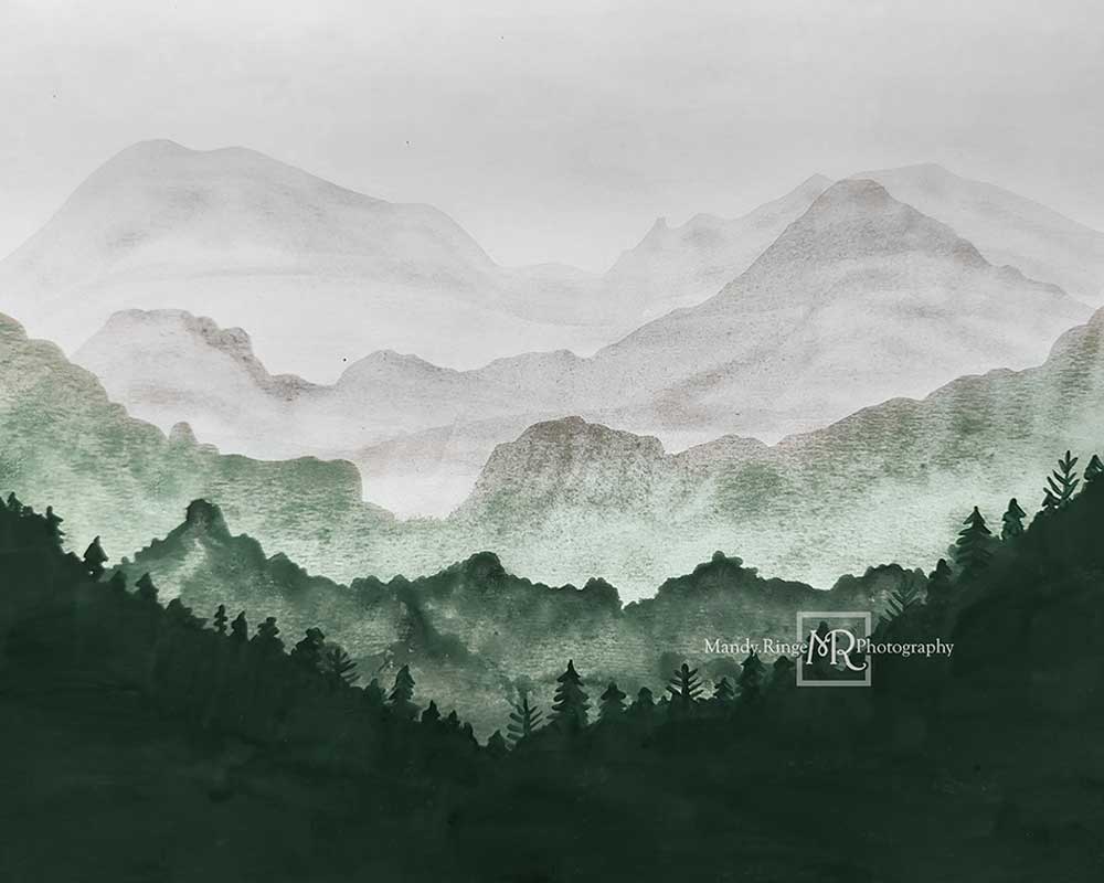 Kate Watercolor Scenery Backdrop Mountain View Designed by Mandy Ringe Photography - Kate Backdrop AU