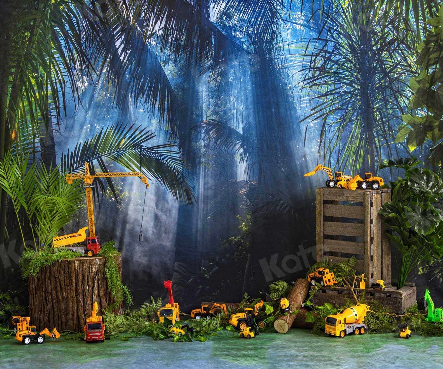 Kate Forest Construction Excavator Boy Backdrop for Photography - Kate Backdrop AU