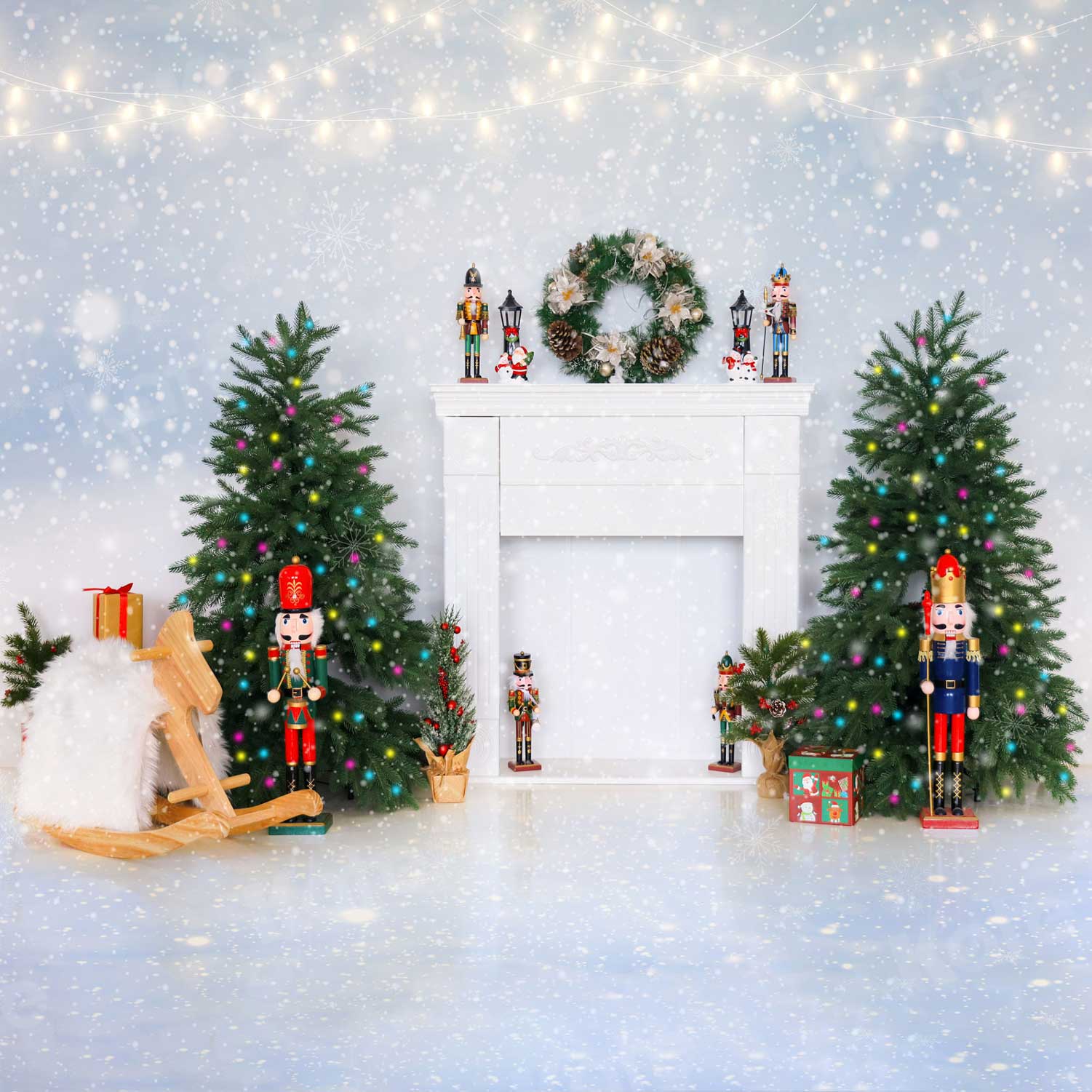 Kate Christmas Nutcracker Toys Shiny Backdrop for Photography - Kate Backdrop AU