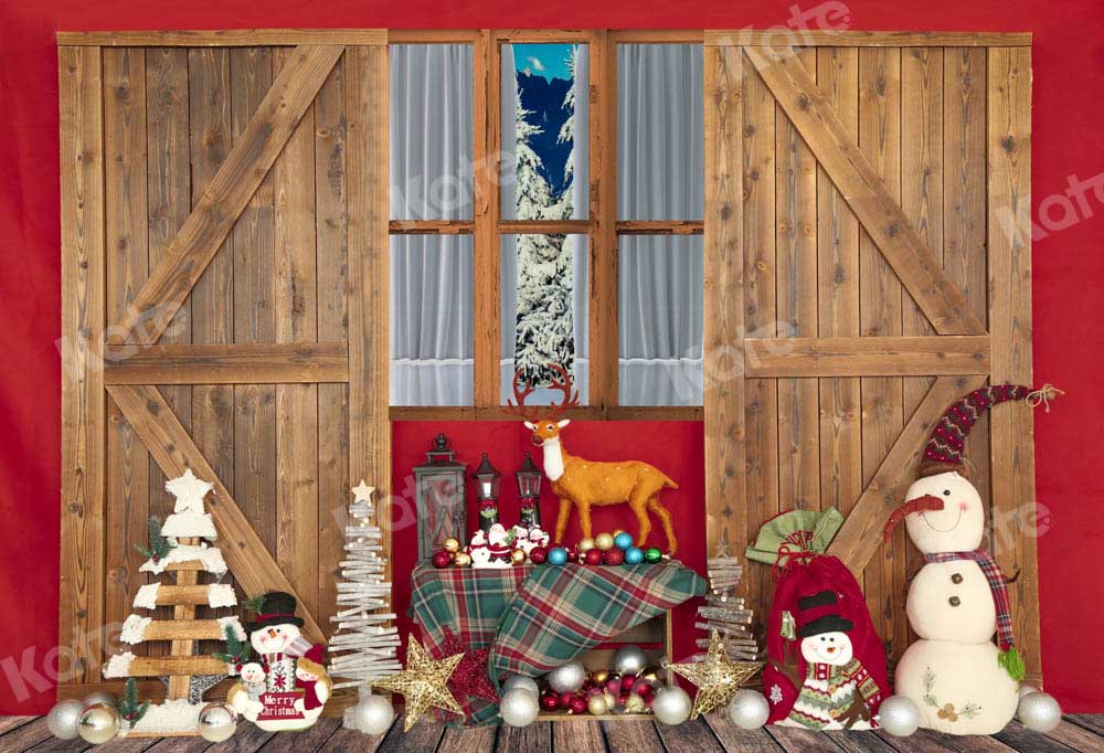 Kate Christmas Gifts Wood Barn Door Backdrop Designed by Emetselch - Kate Backdrop AU