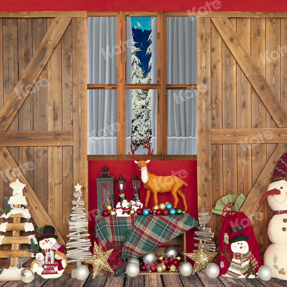 Kate Christmas Gifts Wood Barn Door Backdrop Designed by Emetselch - Kate Backdrop AU