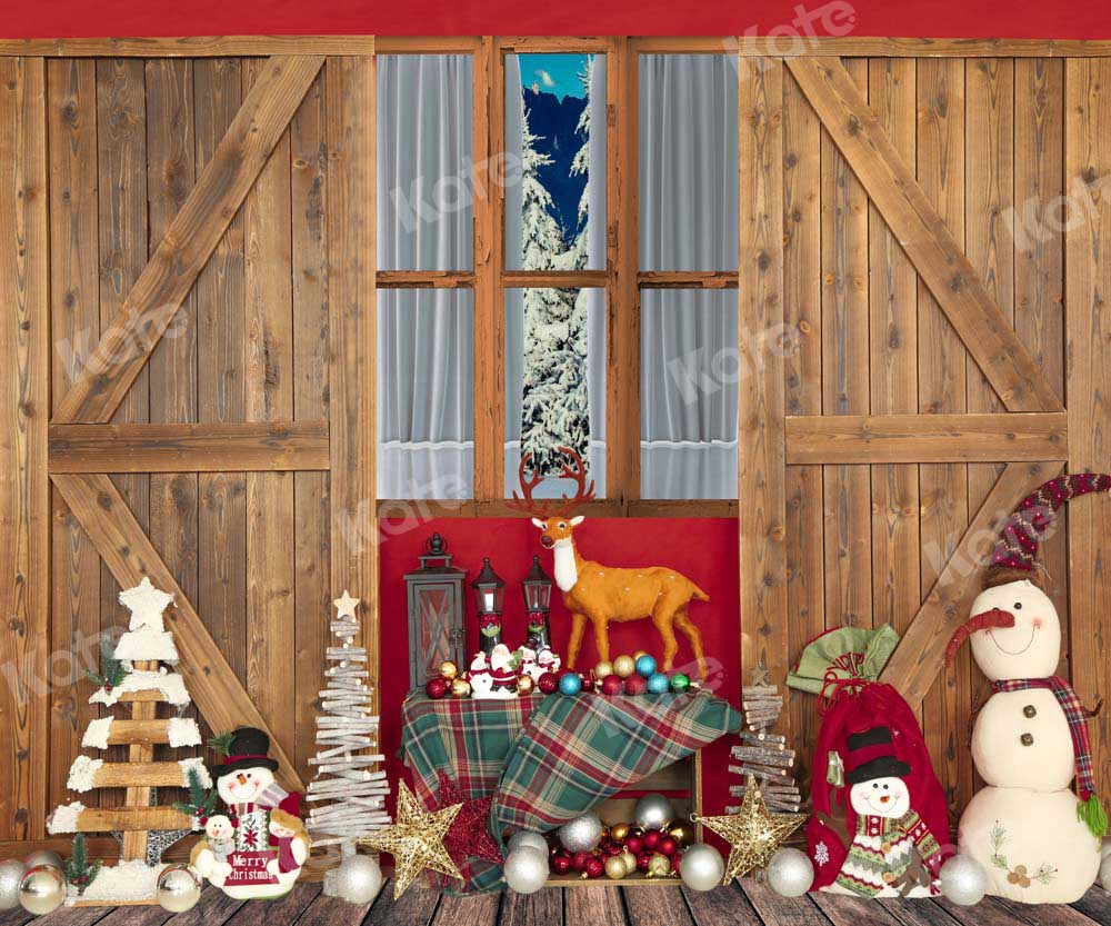 Kate Christmas Gifts Wood Barn Door Backdrop Designed by Emetselch - Kate Backdrop AU