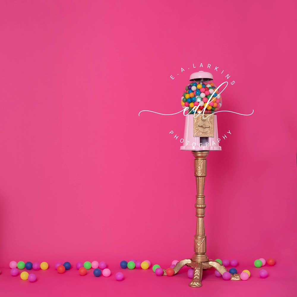 Kate Party Pink Gumball Fun Birthday Backdrop Designed by Erin Larkins - Kate Backdrop AU