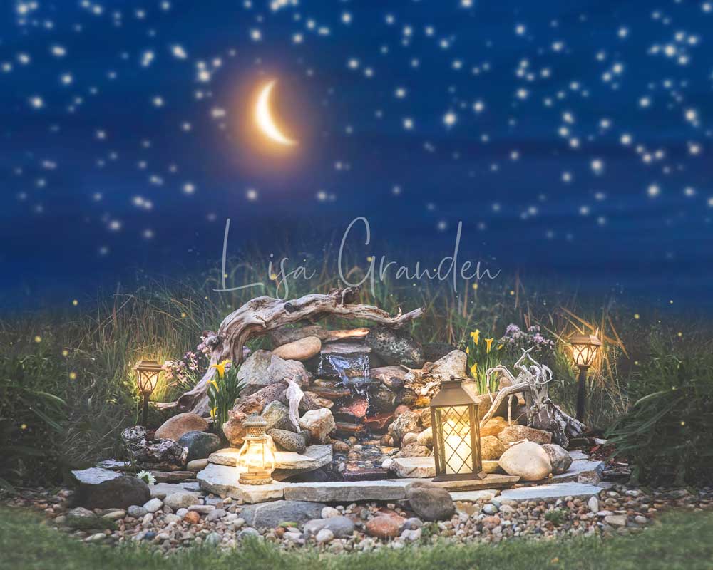 Kate Night Moon Over Pond Backdrop for Photography Designed by Lisa Granden - Kate Backdrop AU
